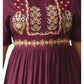 Brown Ethnic Motifs Embroidered A-Line Midi Dress Plus Size