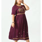 Brown Ethnic Motifs Embroidered A-Line Midi Dress Plus Size