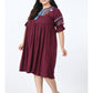 Floral Embroidered Tie-Up Neck A-Line Dress