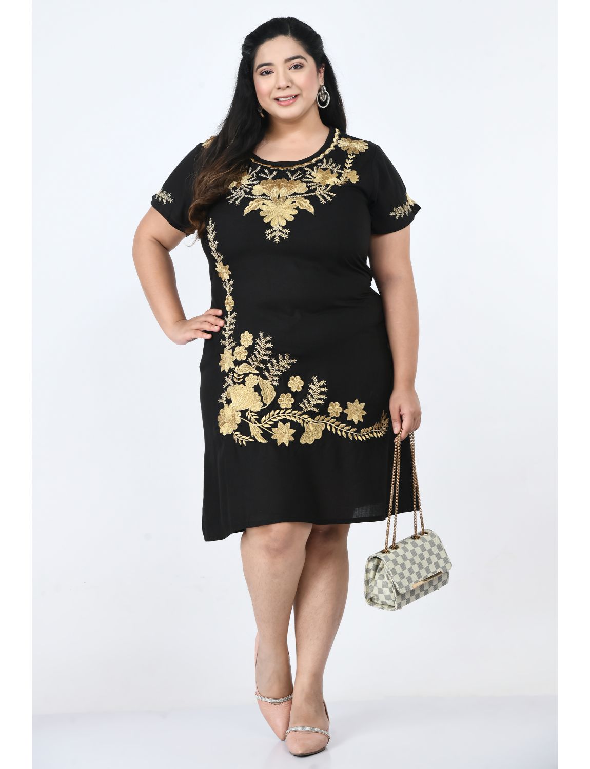 Floral Embroidered A-Line Dress Plus Size