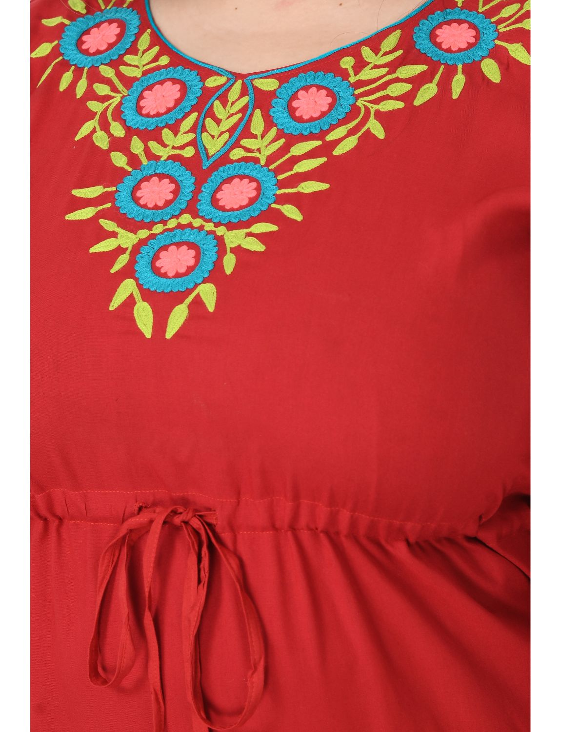 Ethnic Motifs Embroidered Kaftan Dress Plus Size