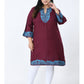 Brown Tie-Up Neck A-Line Dress