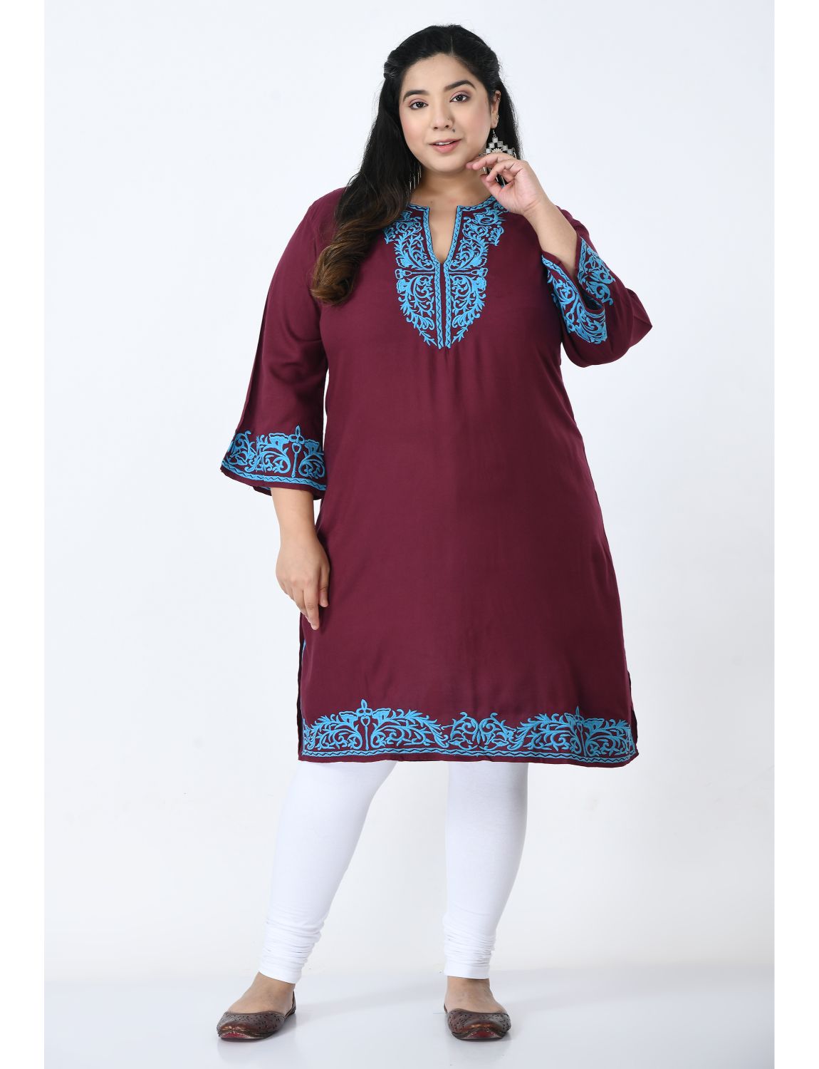 Brown Tie-Up Neck A-Line Dress