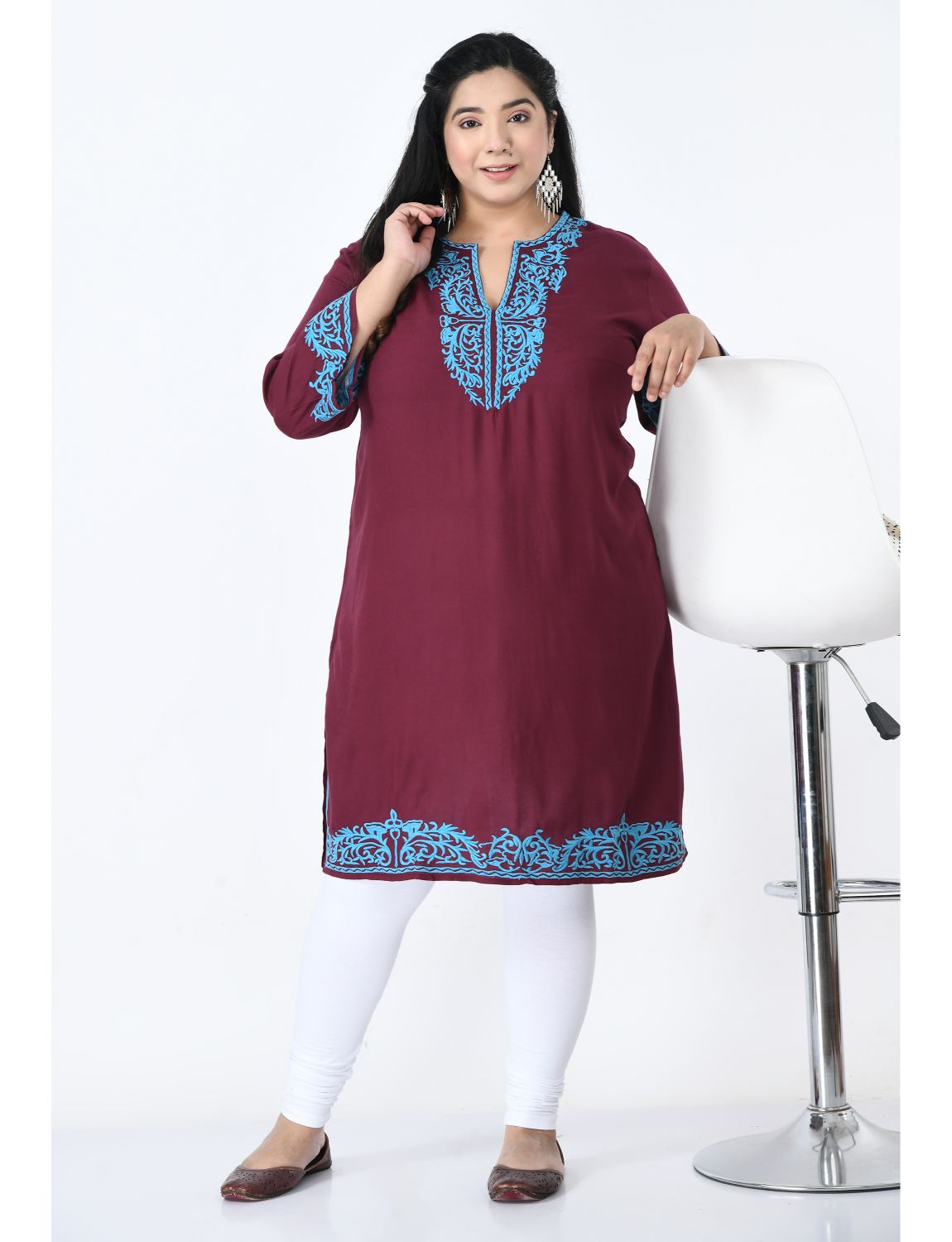 Brown Tie-Up Neck A-Line Dress