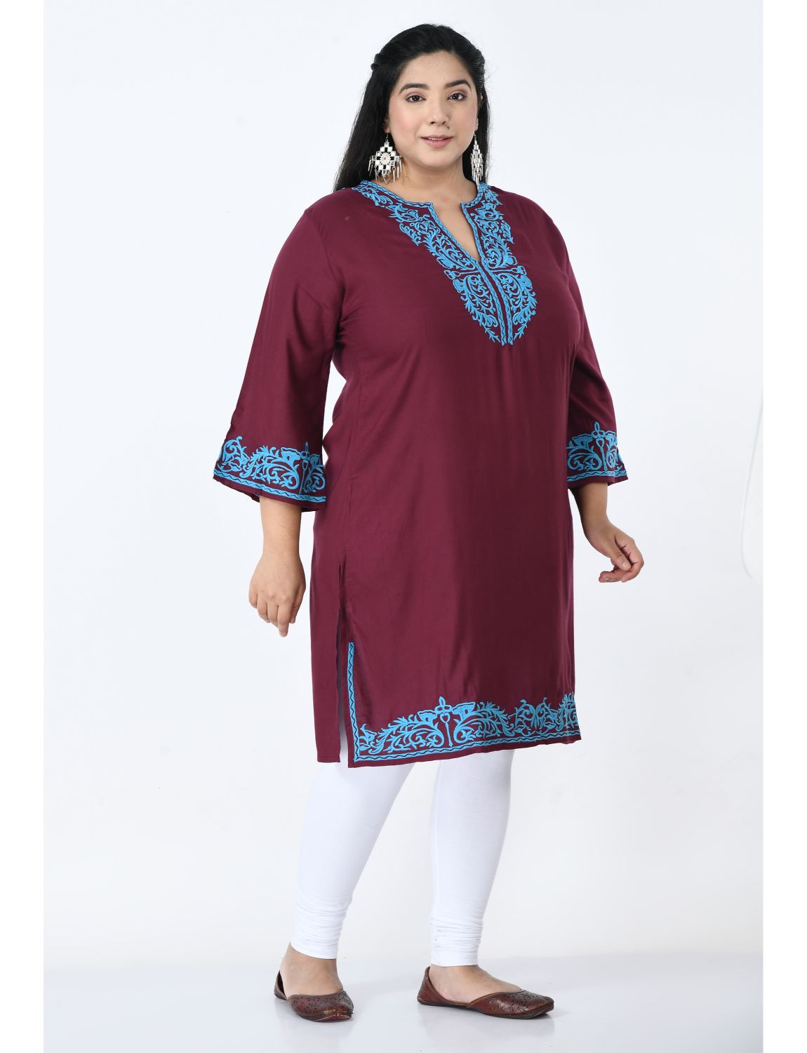 Brown Tie-Up Neck A-Line Dress