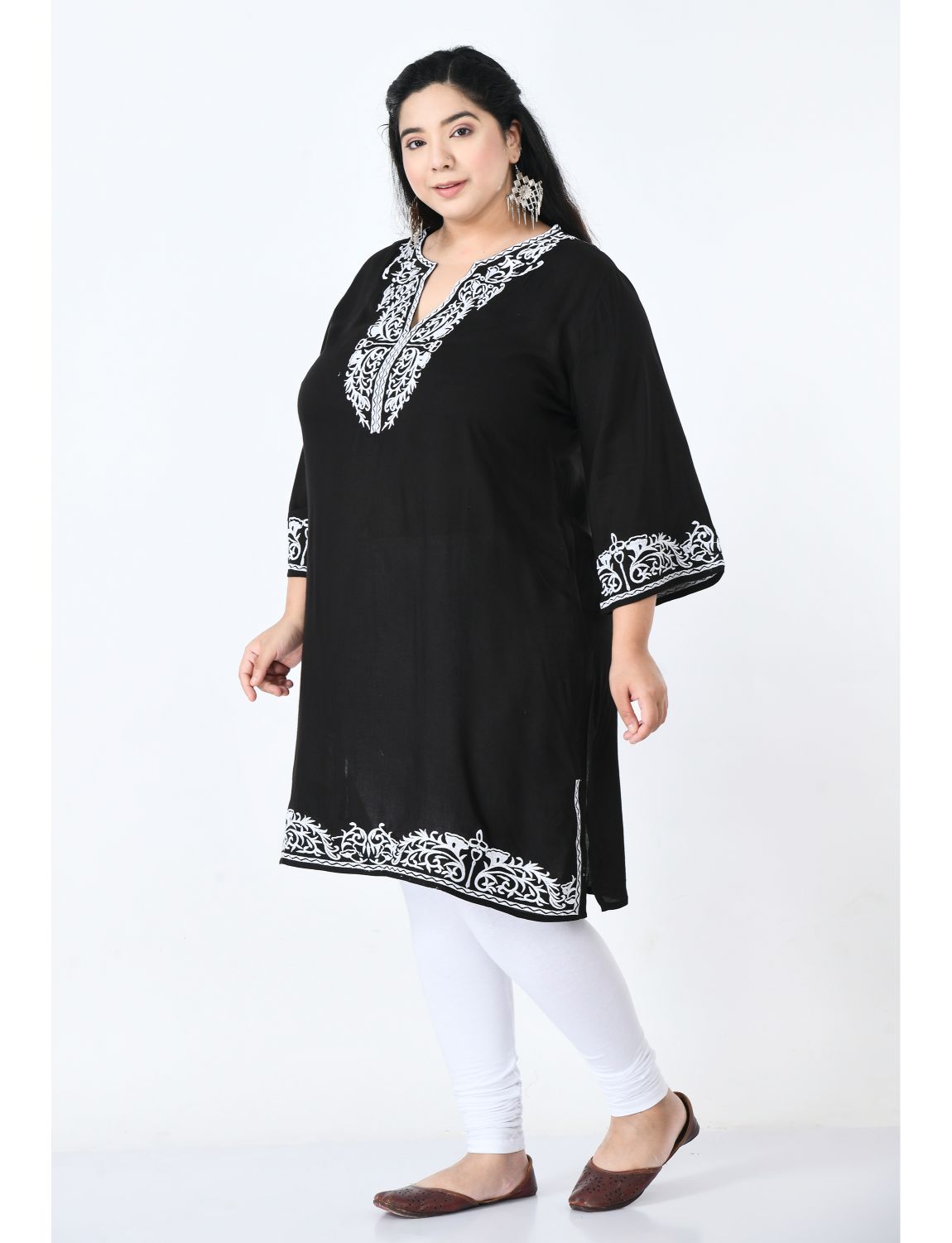 Black Floral A-Line Dress 
