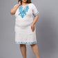 Plus Size Floral Embroidered Tie-Up Neck A-Line Dress