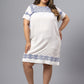 Plus Size Geometric Embroidered Round Neck A-Line Dress