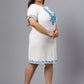 Plus Size Floral Embroidered Tie-Up Neck A-Line Dress