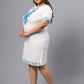 Plus Size Floral Embroidered Tie-Up Neck A-Line Dress