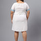 Plus Size Floral Embroidered Tie-Up Neck A-Line Dress