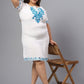 Plus Size Floral Embroidered Tie-Up Neck A-Line Dress