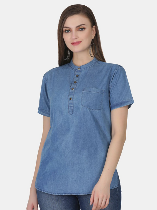 Mandarin Collar Shirt Top