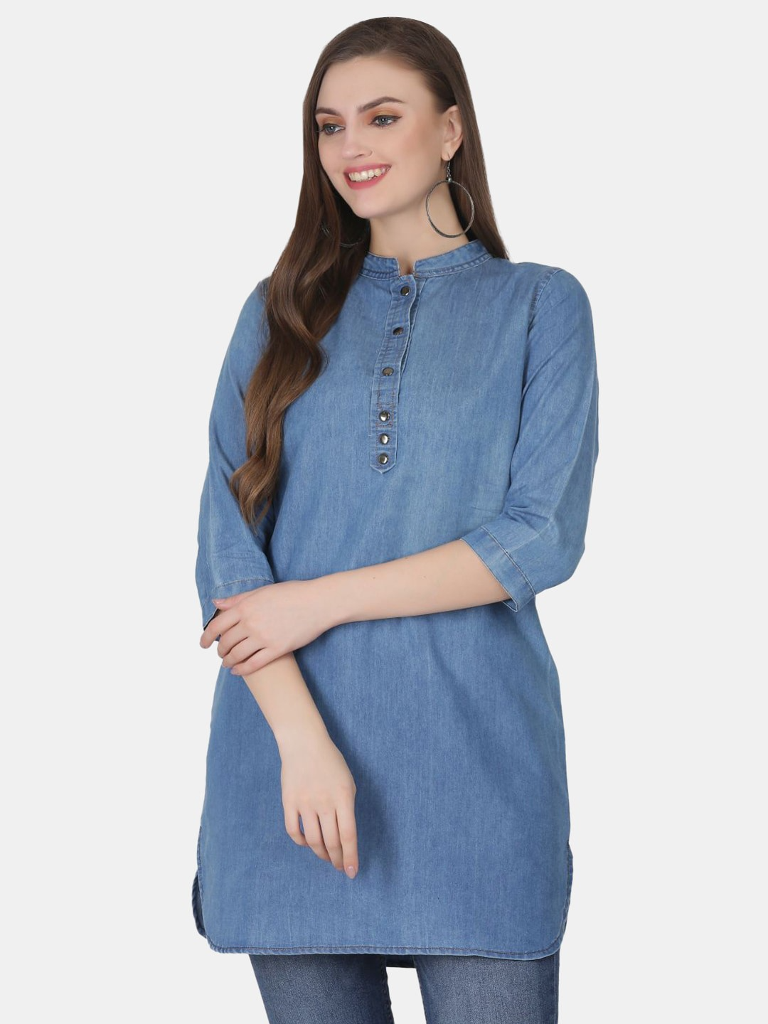 Mandarin Collar Longline Top