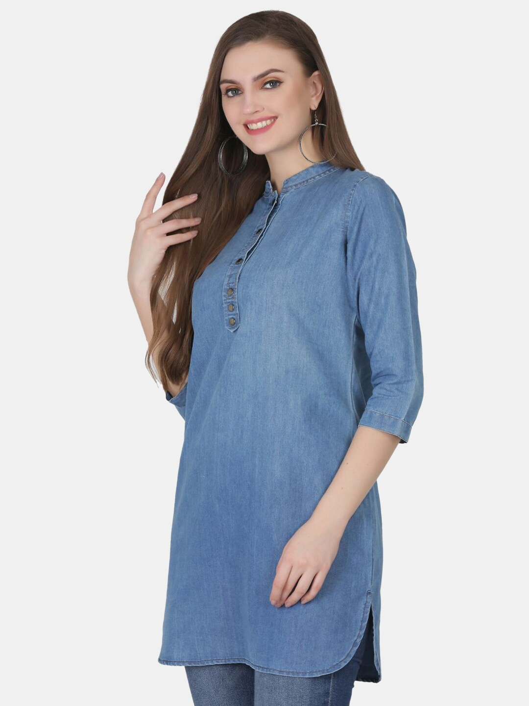 Mandarin Collar Longline Top