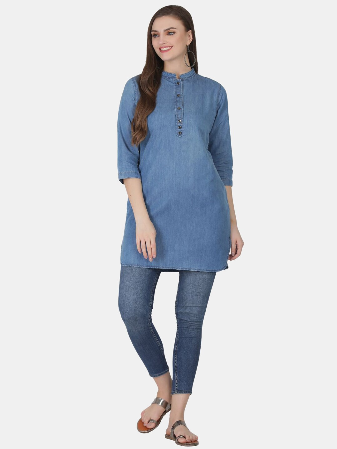 Mandarin Collar Longline Top