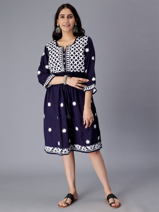 Floral Embroidered A-Line Dress