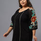 Plus Size Polka Dot Embroidered V-Neck Longline Pure Cotton Top
