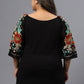 Plus Size Polka Dot Embroidered V-Neck Longline Pure Cotton Top