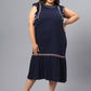 Plus Size Floral Embroidered Sleeveless Ruffles A-Line Midi Dress