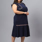Plus Size Floral Embroidered Sleeveless Ruffles A-Line Midi Dress