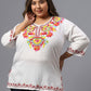 Plus Size Floral Embroidered V-Neck Top