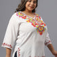 Plus Size Floral Embroidered V-Neck Top