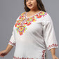 Plus Size Floral Embroidered V-Neck Top