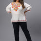Plus Size Floral Embroidered V-Neck Top