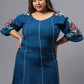 Plus Size Polka Dot Embroidered V-Neck Longline Pure Cotton Top