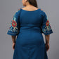 Plus Size Polka Dot Embroidered V-Neck Longline Pure Cotton Top