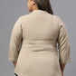 Plus Size Floral Embroidery Mandarin Collar Cotton Regular Top