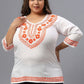 Plus Size Round Neck Cap Sleeves Top