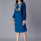 Floral Embroidered Keyhole Neck A-Line Dress