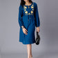 Floral Embroidered Keyhole Neck A-Line Dress