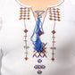 Plus Size Geometric Embroidered Tie-Up Neck Cotton Top