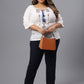 Plus Size Geometric Embroidered Tie-Up Neck Cotton Top