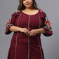 Plus Size Floral Embroidery Cotton Regular Top