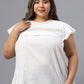 Plus Size Round Neck Cap Sleeves Top