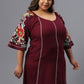 Plus Size Floral Embroidery Cotton Regular Top