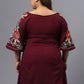 Plus Size Floral Embroidery Cotton Regular Top