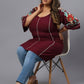 Plus Size Floral Embroidery Cotton Regular Top