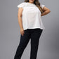 Plus Size Round Neck Cap Sleeves Top