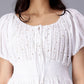 Self Design Puff Sleeves Pure Cotton Tie Up Smocked Schiffli & Tiered Midi Dress