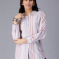 White Striped Long Sleeves Pure Cotton Casual Shirt