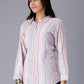 White Striped Long Sleeves Pure Cotton Casual Shirt