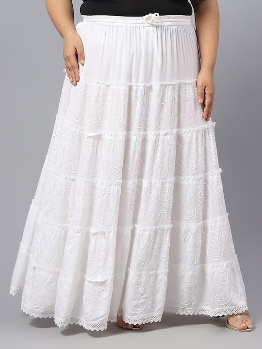 Self Design Flared Maxi Skirts