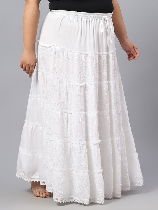 Self Design Flared Maxi Skirts