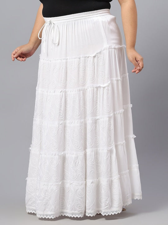 Self Design Flared Maxi Skirts