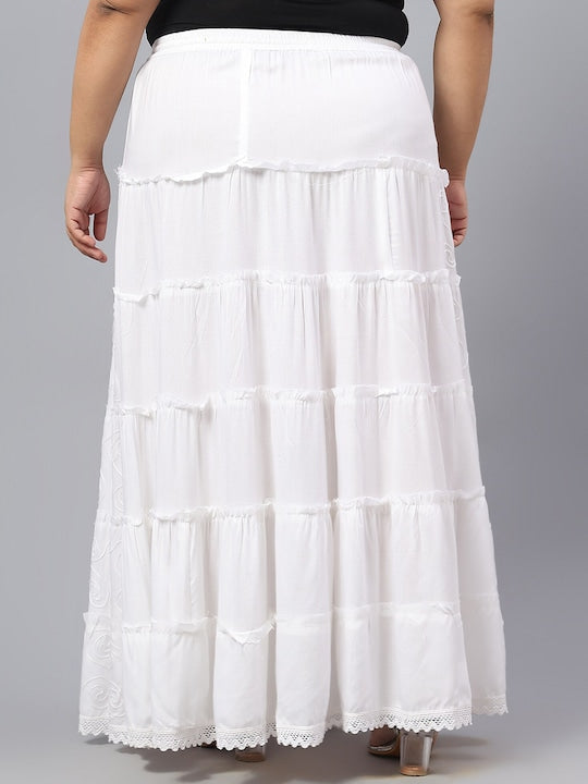Self Design Flared Maxi Skirts